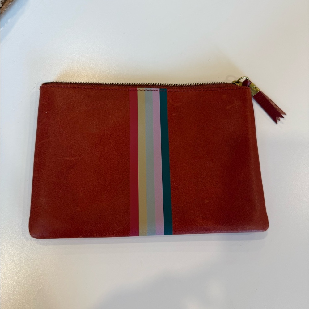 Madewell the leather pouch clutch in faded rust